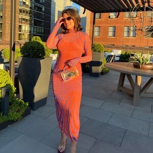 AFRM Orange and Purple Zebra Bodycon Dress Size S